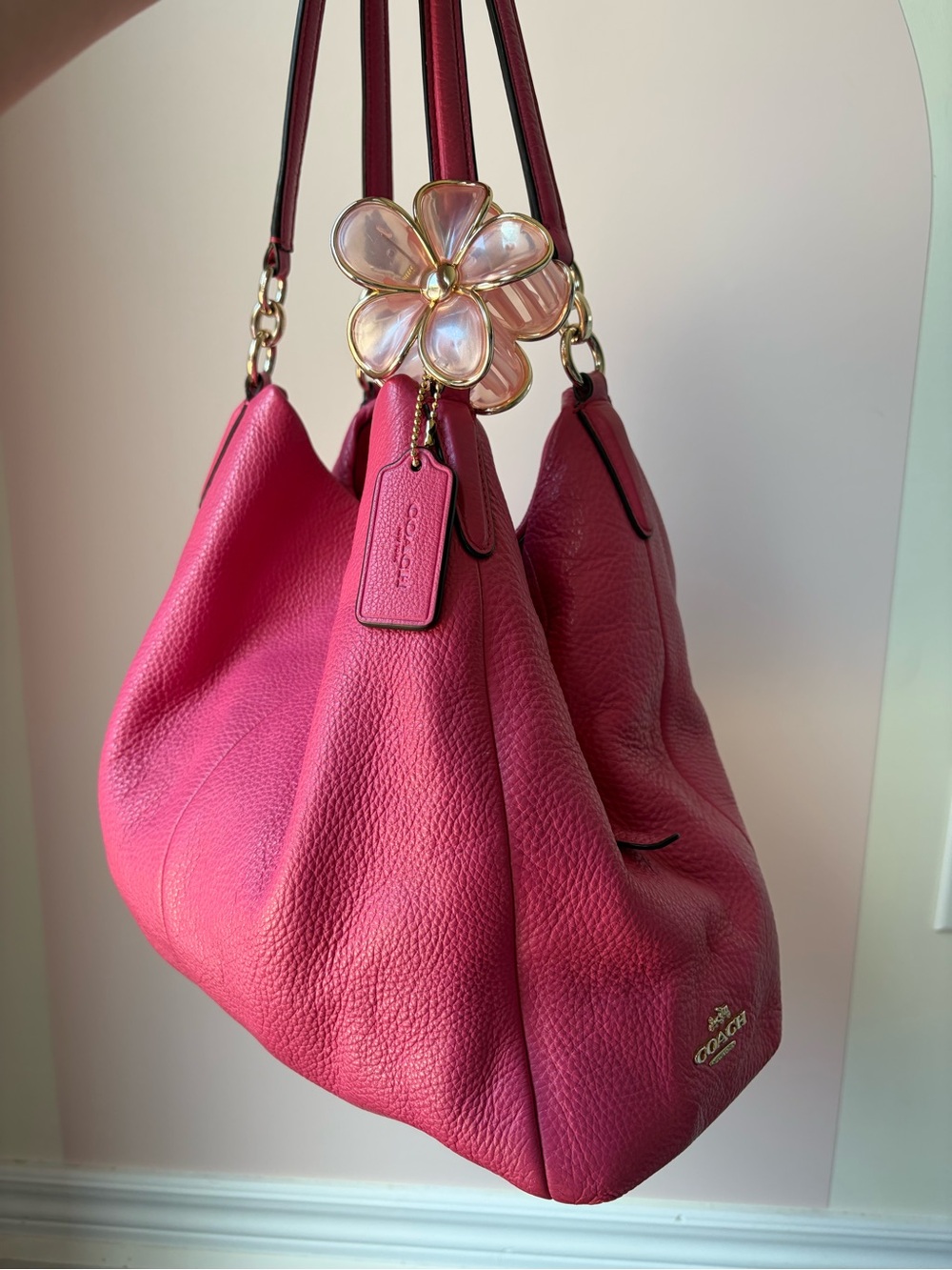 Coach Maddison Phoebe Pebbled Leather Hobo shoulder Bag in Pink 💗